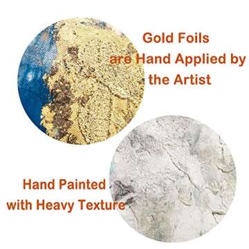 Blue And Gold Wall Decor Set Teal Abstract Painting Canvas Wall Art Decor Colorful Oil Painting Artwork Picture For Bedroom Living Room Bathroom Decorations Aesthetic(45'' x 30'' x 1 Panel)