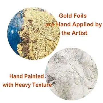 Blue And Gold Wall Decor Set Teal Abstract Painting Canvas Wall Art Decor Colorful Oil Painting Artwork Picture For Bedroom Living Room Bathroom Decorations Aesthetic(45'' x 30'' x 1 Panel)