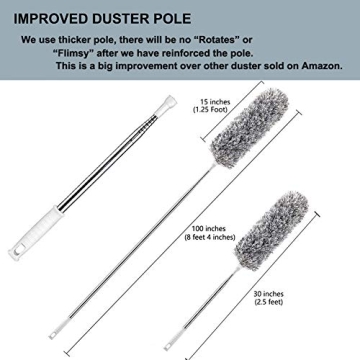 HEOATH Microfiber Feather Duster with Extendable Pole