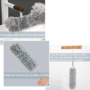 HEOATH Microfiber Feather Duster with Extendable Pole
