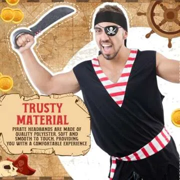 Coume Set of 2 Halloween Pirate Party Supplies - Bandana & Eye Patch for Cosplay (Black)