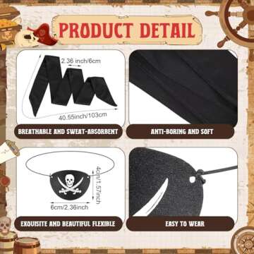Coume Pirate Party Set - Bandana & Eye Patch Costume