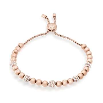 Michael Kors Stainless Steel and Pavé Crystal Beaded Bracelet for Women, Color: Rose Gold (Model: MKJ5220791)