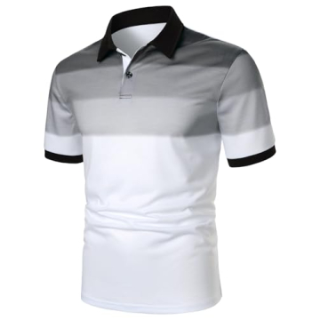SOLY HUX Men's Golf Shirts Color Tennis Shirt Short Sleeve Casual Work T-Shirt Black White Colorbloc...