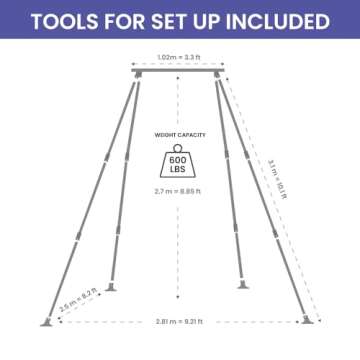 Yoga Trapeze Versatile Fitness Yoga Stand for Home & Outdoor | Easy 5-Min Setup | Supports Yoga Aeri...