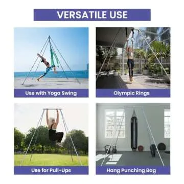 Yoga Trapeze Versatile Fitness Yoga Stand for Home & Outdoor | Easy 5-Min Setup | Supports Yoga Aerial Silks, Swings, Hammocks, Olympic Rings | Stable Solid Aluminum Supports Max 600lbs