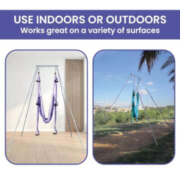 Yoga Trapeze Versatile Fitness Yoga Stand for Home & Outdoor | Easy 5-Min Setup | Supports Yoga Aerial Silks, Swings, Hammocks, Olympic Rings | Stable Solid Aluminum Supports Max 600lbs