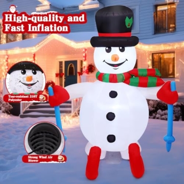 GOOSH 6 FT Christmas Inflatables Snowman Outdoor Decorations Blow Up Yard Ski Snow Man with Built-in LEDs for Xmas Party Garden Lawn Decor