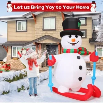 GOOSH 6 FT Christmas Inflatables Snowman Outdoor Decorations Blow Up Yard Ski Snow Man with Built-in LEDs for Xmas Party Garden Lawn Decor