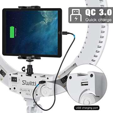 Ring Light, 18inch Ring Light with Stand and Phone Holder, Makeup LED Ring Lights 60W Bi-Color, Adjustable Color Temperature 3000K-5800K Selfie Ring Light for YouTube, Facebook Live, Vlog (19inch)