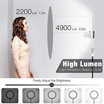 Ring Light, 18inch Ring Light with Stand and Phone Holder, Makeup LED Ring Lights 60W Bi-Color, Adjustable Color Temperature 3000K-5800K Selfie Ring Light for YouTube, Facebook Live, Vlog (19inch)