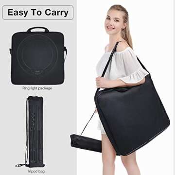 Ring Light, 18inch Ring Light with Stand and Phone Holder, Makeup LED Ring Lights 60W Bi-Color, Adjustable Color Temperature 3000K-5800K Selfie Ring Light for YouTube, Facebook Live, Vlog (19inch)