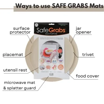 Safe Grabs: Multi-Purpose Silicone Original Microwave Mat as Seen on Shark Tank | BPA Free, Heat Resistant, Dishwasher Safe, Set of 2, Peach