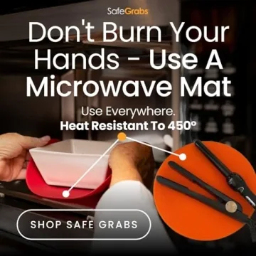 Safe Grabs: Multi-Purpose Silicone Original Microwave Mat as Seen on Shark Tank | BPA Free, Heat Resistant, Dishwasher Safe, Set of 2, Peach