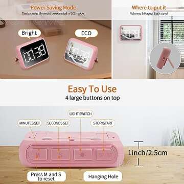 Digital Large Display Visual Timer Stopwatch for Kitchen Teacher School Classroom Cooking, 99 Minute...