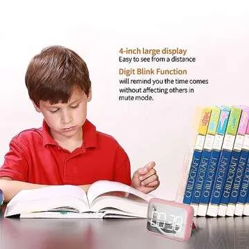 Digital Large Display Visual Timer Stopwatch for Kitchen Teacher School Classroom Cooking, 99 Minutes Countdown Count-up, Magnetic, Makeup Mirror LED, Easy for Kids, Loud or Mute Volume (Pink)