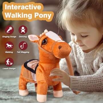 Marsjoy Walking Pony Toy - Musical Plush Interactive Horse for Kids