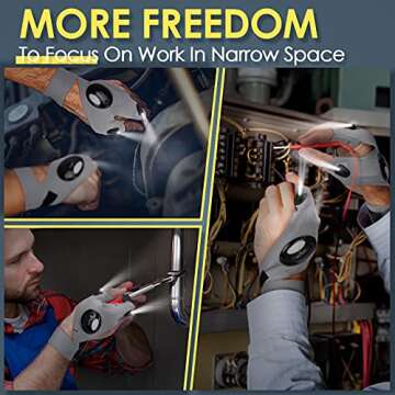 PARIGO LED Flashlight Gloves, Father Day Mens Gifts for Dad Husband Grandpa, Cool Gadget Christmas Birthday Gifts for Men Adults Him Boyfriend Guy