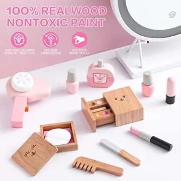 UMU Wooden Beauty Salon Playset for Kids 3+