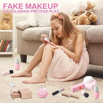 UMU Wooden Beauty Salon Playset for Kids 3+