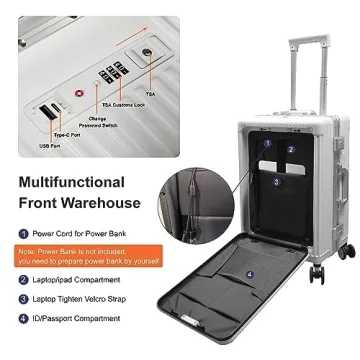Turmaster Stylish Carry on Luggage with USB Port
