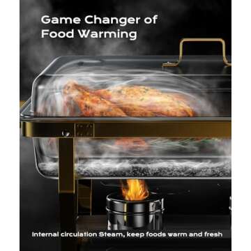 Chafing Dishes for Buffet 4 Pack, 8QT [Elegant Gold and Silver Colors] Stainless Steel Chafing Dish Buffet Set [Sturdy and High Grade] Chafers and Buffet Warmers Sets for Any Party with Complete Set