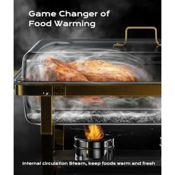 Chafing Dishes for Buffet 4 Pack, 8QT [Elegant Gold and Silver Colors] Stainless Steel Chafing Dish Buffet Set [Sturdy and High Grade] Chafers and Buffet Warmers Sets for Any Party with Complete Set