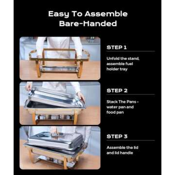 Chafing Dishes for Buffet 4 Pack, 8QT [Elegant Gold and Silver Colors] Stainless Steel Chafing Dish Buffet Set [Sturdy and High Grade] Chafers and Buffet Warmers Sets for Any Party with Complete Set