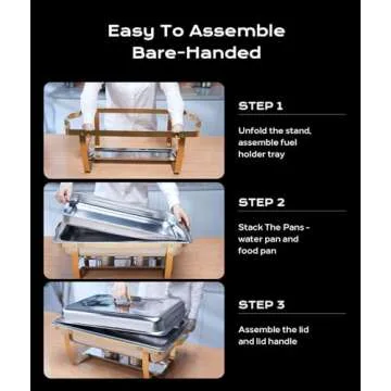 Chafing Dishes for Buffet 4 Pack, 8QT [Elegant Gold and Silver Colors] Stainless Steel Chafing Dish Buffet Set [Sturdy and High Grade] Chafers and Buffet Warmers Sets for Any Party with Complete Set