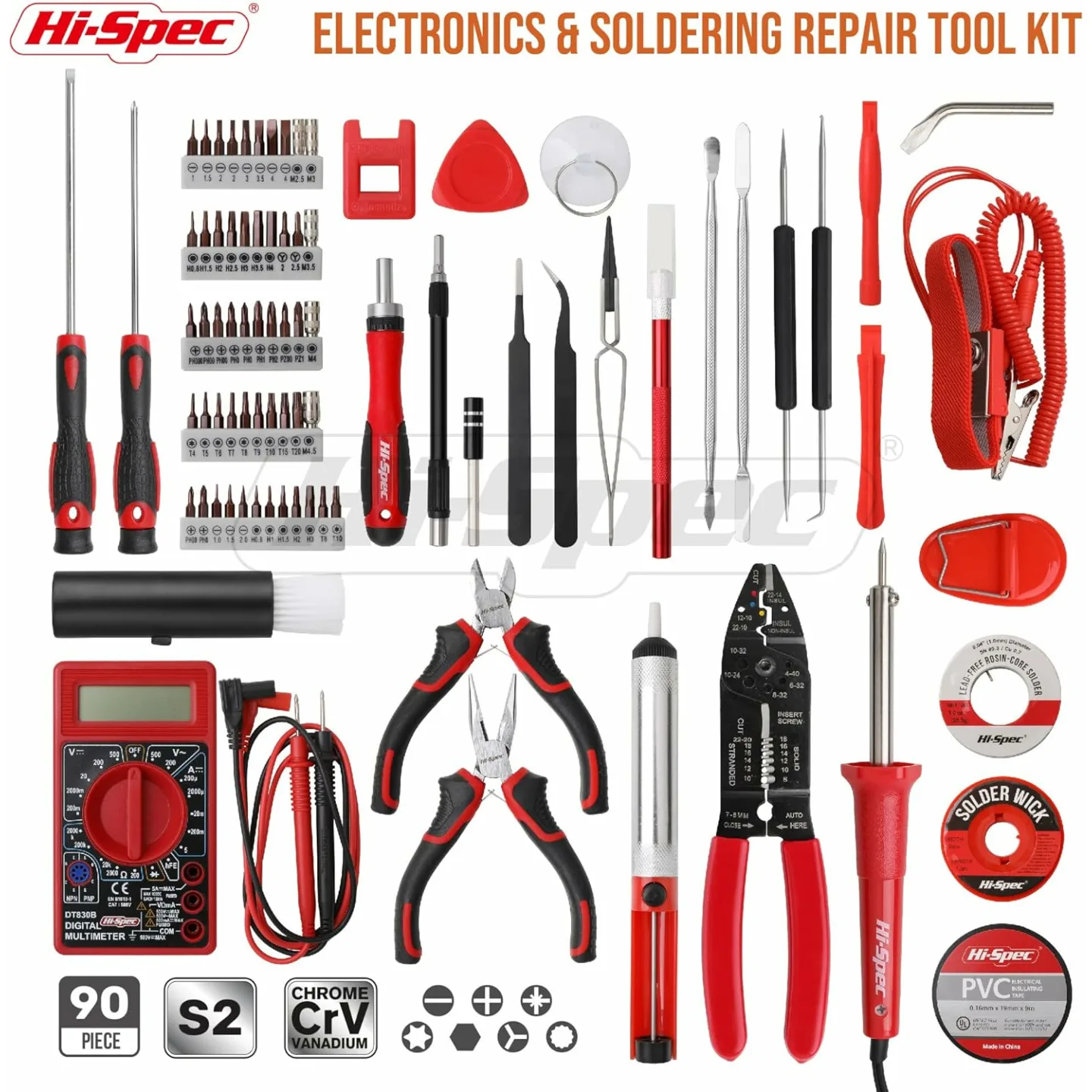 Hi-Spec 84pc Electronics Soldering Kit & Multimeter