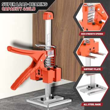 XClifes Labor Saving Handle 2 Pack,15 In Construction Jack, Wall Tile Locator, Multi-Function Height Adjustment Lifting Device, Door Panel Lifting Cabinet Jack,Raised 10 in,Dynamic Load 400 LB