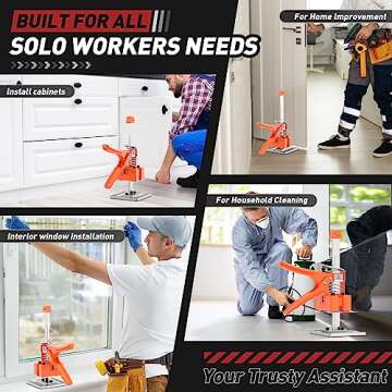 XClifes Labor Saving Handle 2 Pack,15 In Construction Jack, Wall Tile Locator, Multi-Function Height Adjustment Lifting Device, Door Panel Lifting Cabinet Jack,Raised 10 in,Dynamic Load 400 LB