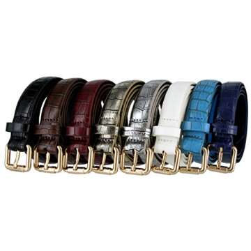 Women's Dress Belts 100% One Piece Genuine Full Grain Leather Casual Belt 1"(25mm) wide (Burgundy, 32)