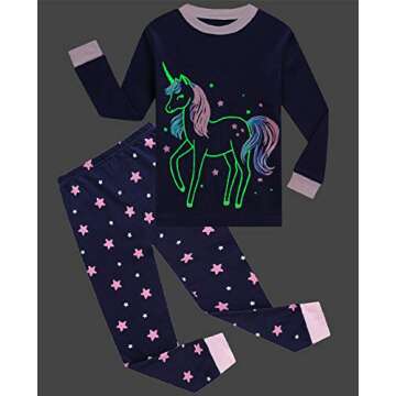 Dolphin&Fish Girls Pajamas 100% Cotton Toddler Pjs Unicorn Clothes Long Sleeve Kid Pjs Sleepwear Set...