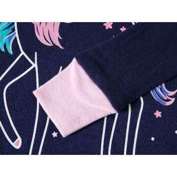 Dolphin&Fish Girls Pajamas 100% Cotton Toddler Pjs Unicorn Clothes Long Sleeve Kid Pjs Sleepwear Sets 2t Blue