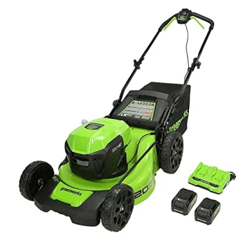 Greenworks 48V (2 x 24V) 20" Brushless Cordless (Push) Lawn Mower (LED Headlight), (2) 4.0Ah Batteri...