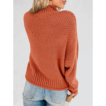 Stylish Cozy Knitted Turtleneck Sweater - Brick Red