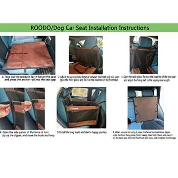 ROODO Dog Car Seat for Medium to Large Dogs,Waterproof Oxford Cloth and Breathable Hammock Style Seat Cover with Adjustable Seat Belt,Easy Storage and Portability Pet Car Travel System(Black)