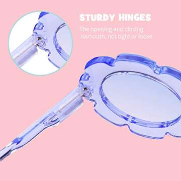 ADE WU Sunglasses for Kids Round Flower Cute Glasses UV 400 Protection Children Girl Boy Gifts (Clear Light Blue)