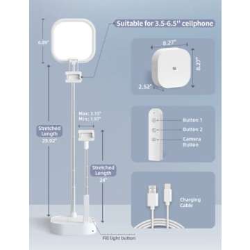 Woumlaiy 360° Rotating Selfie Stand with Light