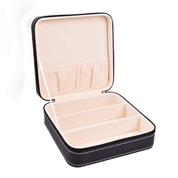 HanLingGG Watch and Sunglass Storage Box Organizer 3 Slots PU Leather Eyeglasses Eyewear Jewelry Dis...
