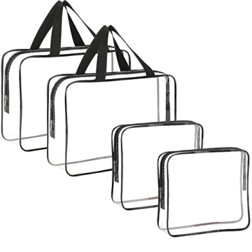 4 Pieces Clear Makeup Bags, Large Clear Makeup Cosmetic Toiletry Bag, Clear Plastic PVC Tote Bags wi...
