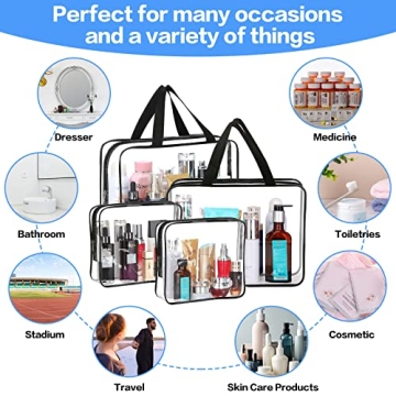 4 Pieces Clear Makeup Bags for Travel and Organization