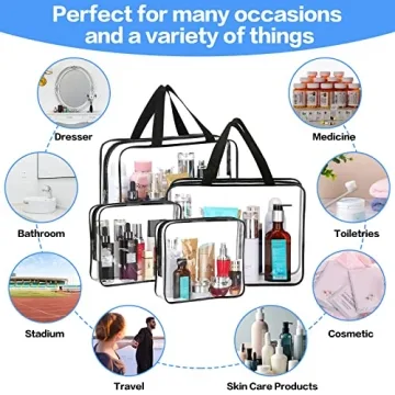 4 Pieces Clear Makeup Bags for Travel and Organization