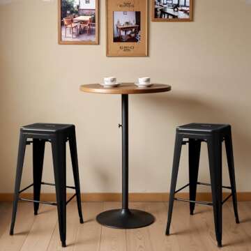 Furmax 30 Inches Metal Bar Stools Bar Height High Backless Stools Indoor Outdoor Stackable Kitchen S...