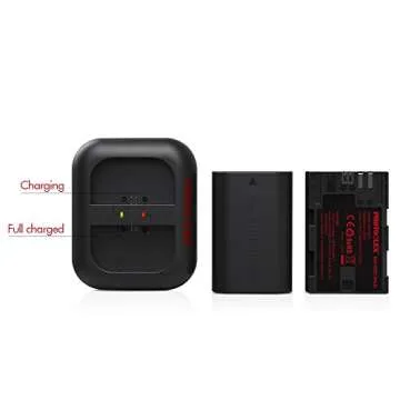 PHOTOOLEX LP-E6, LP-E6N Battery 2 Pack 2100mAh Rechargeable USB Camera Battery Charger for Canon 80D 6D 70D 5D Mark II III IV EOS R 5DS 7D 60D 90D XC10 XC15 Batteries Grip