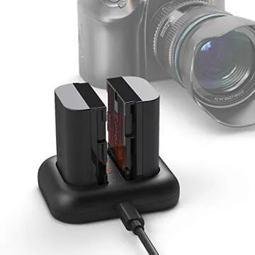 PHOTOOLEX LP-E6, LP-E6N Battery 2 Pack 2100mAh Rechargeable USB Camera Battery Charger for Canon 80D 6D 70D 5D Mark II III IV EOS R 5DS 7D 60D 90D XC10 XC15 Batteries Grip