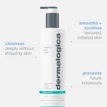 Dermalogica Clearing Skin Wash (16.9 Fl Oz) Anti-Aging Acne Face Wash - Natural Breakout Clearing Foam with Salicylic Acid and Tea Tree Oil