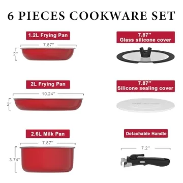 Motase Nonstick Cookware Set with Removable Handle