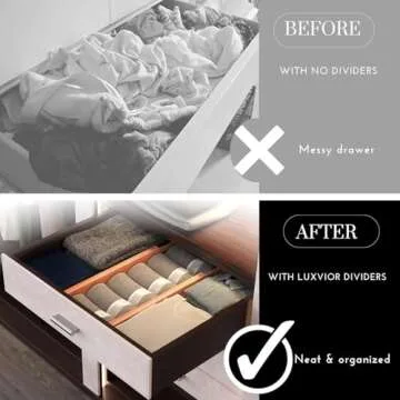 LUXVIOR Expandable Bamboo Drawer Dividers for Home Organization